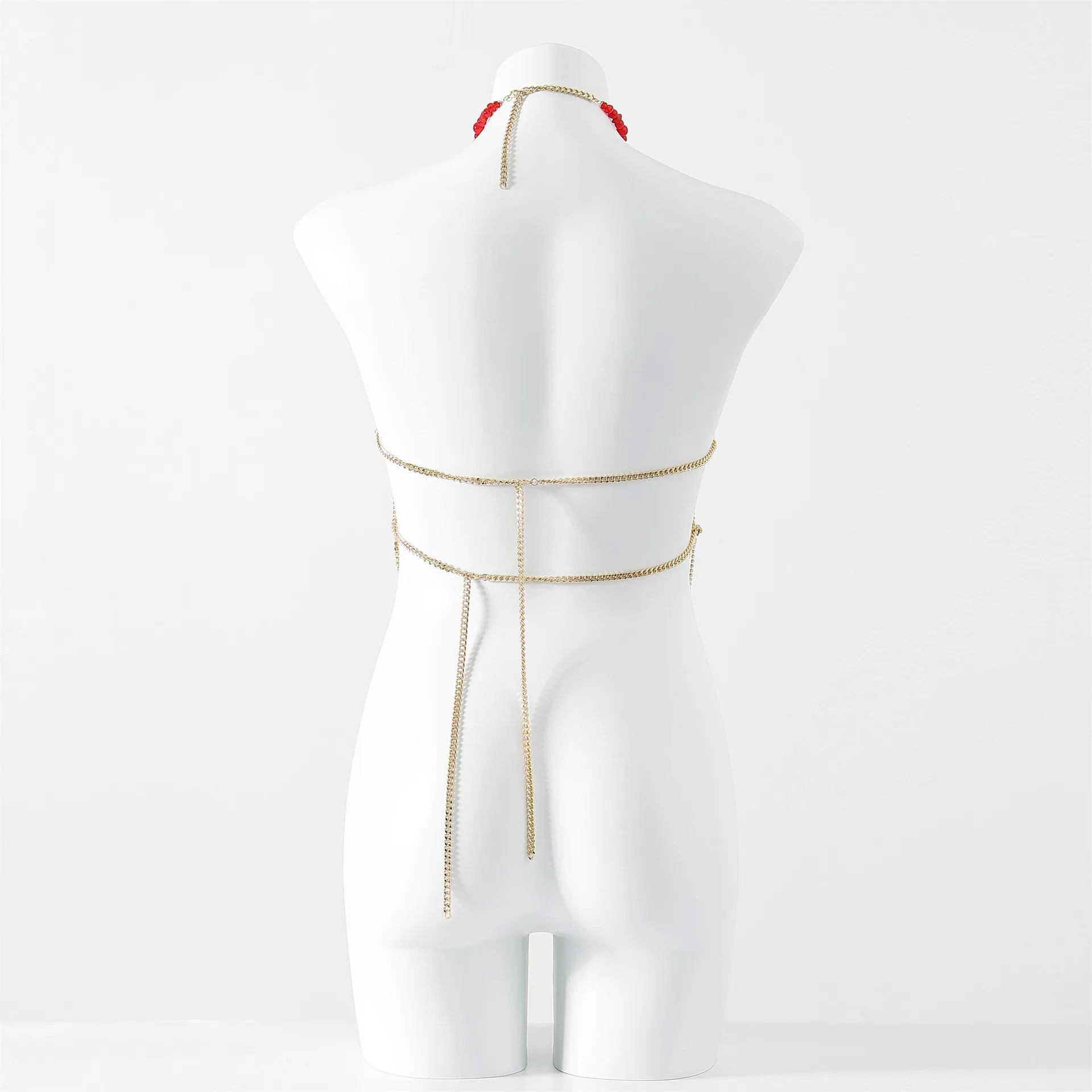 Handmade Body Chain Adjustable Bead Bra Backless Women'S Vest Hanging Neck Sexy Bra Body Chain Lingerie Outerwear