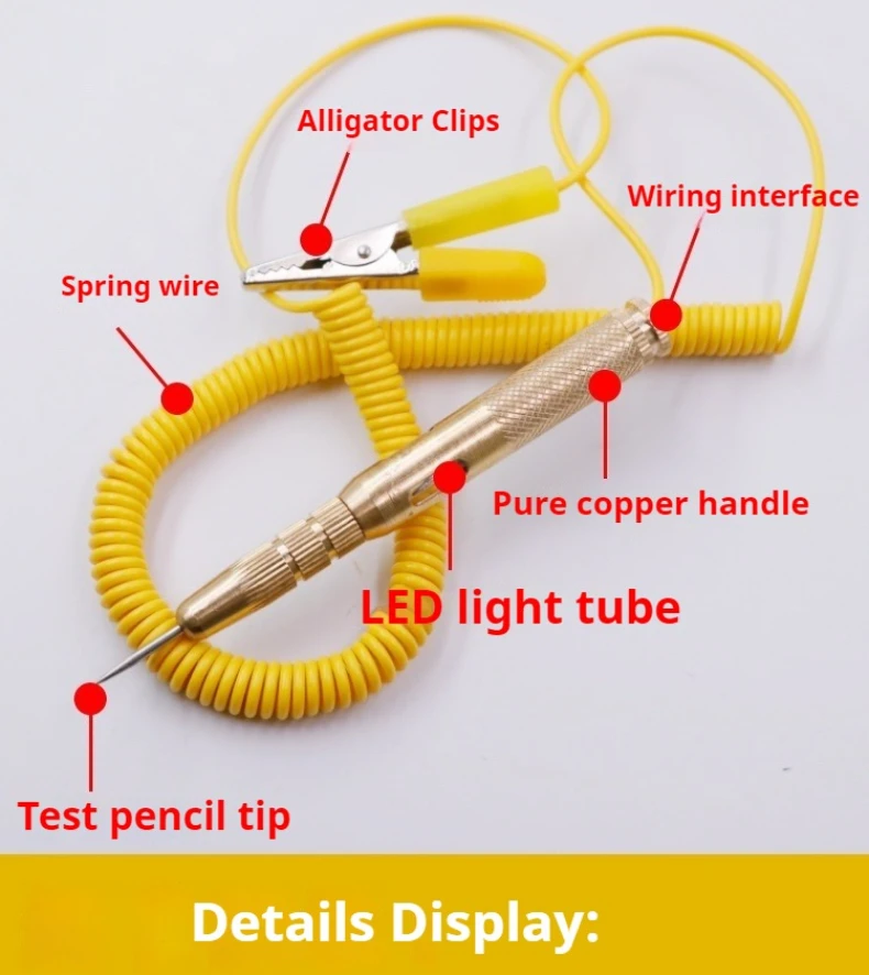 Outils de Diagnostic, testeur de Circuit de voiture, sonde de Test, lampe 6V-24V, système d'éclairage, stylo de Test de tension, détecteur de véhicule en cuivre