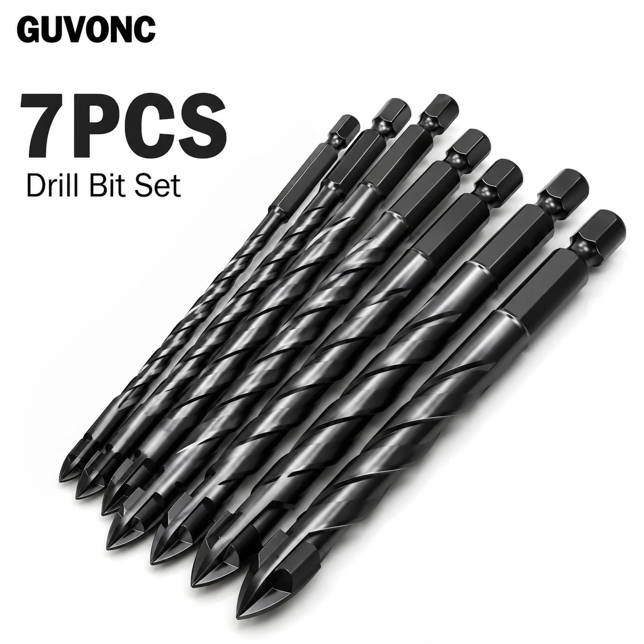 7Pcs Carbide Tile Drill Bits Hex Shank Multi‑Material Drilling Bit for Glass Marble Brick Stainless Steel