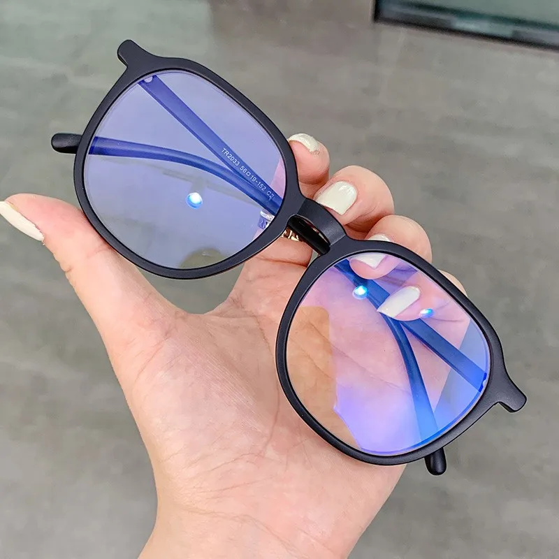 

Black Large Frame Anti Blue Light Glasses Anti Radiation Flat Glasses No Degree TR90 Resin Full Frame Glasses