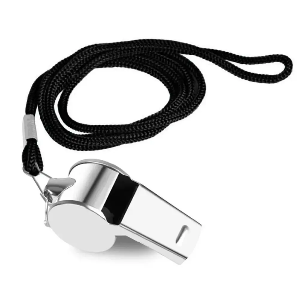 Luid Metal Whistle Professionele Sport Whistle Draagbare Roestvrijstalen Fluitjes Voetbal Voetbal Scheidsrechter Fluitjes Met Touw