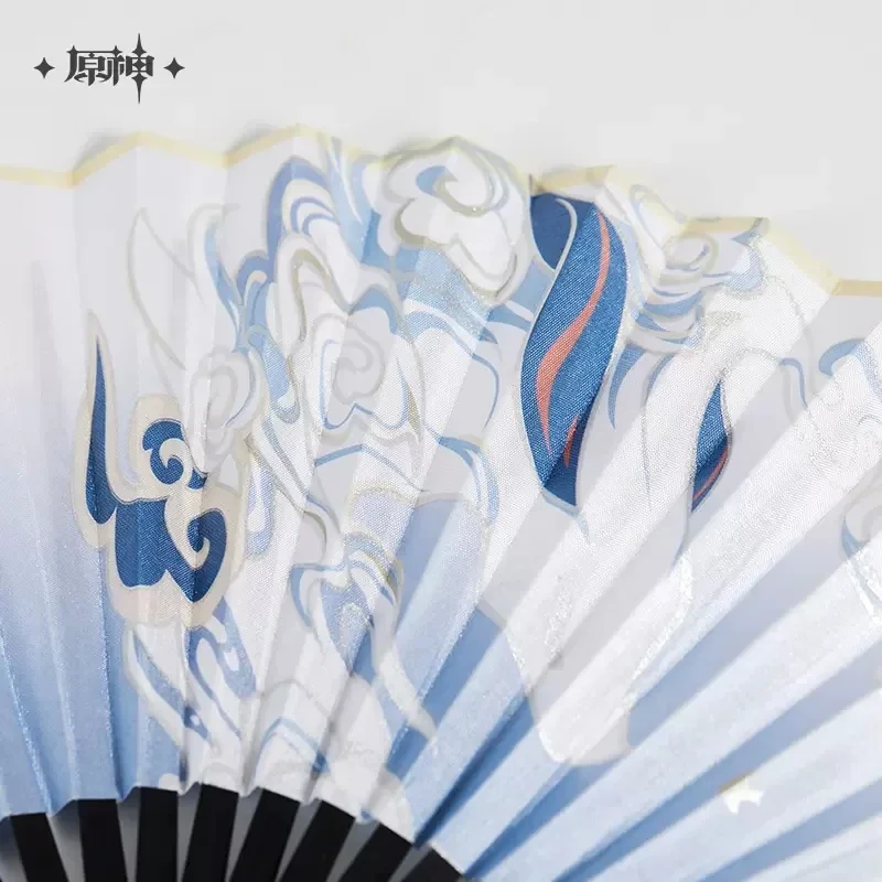 2025 Anime Cosplay Costume Props Genshin Impact Ganyu Folding Fan Ancient Style Cartoon Handheld Folded Cool Cloth Gifts