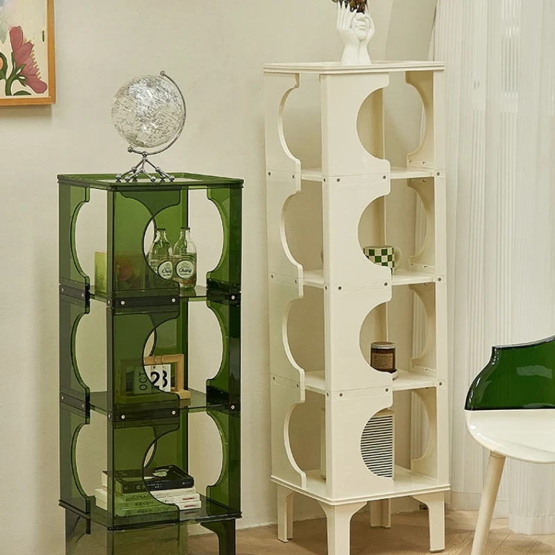 Acrylic storage rack, living room transparent storage cabinet, cream home display