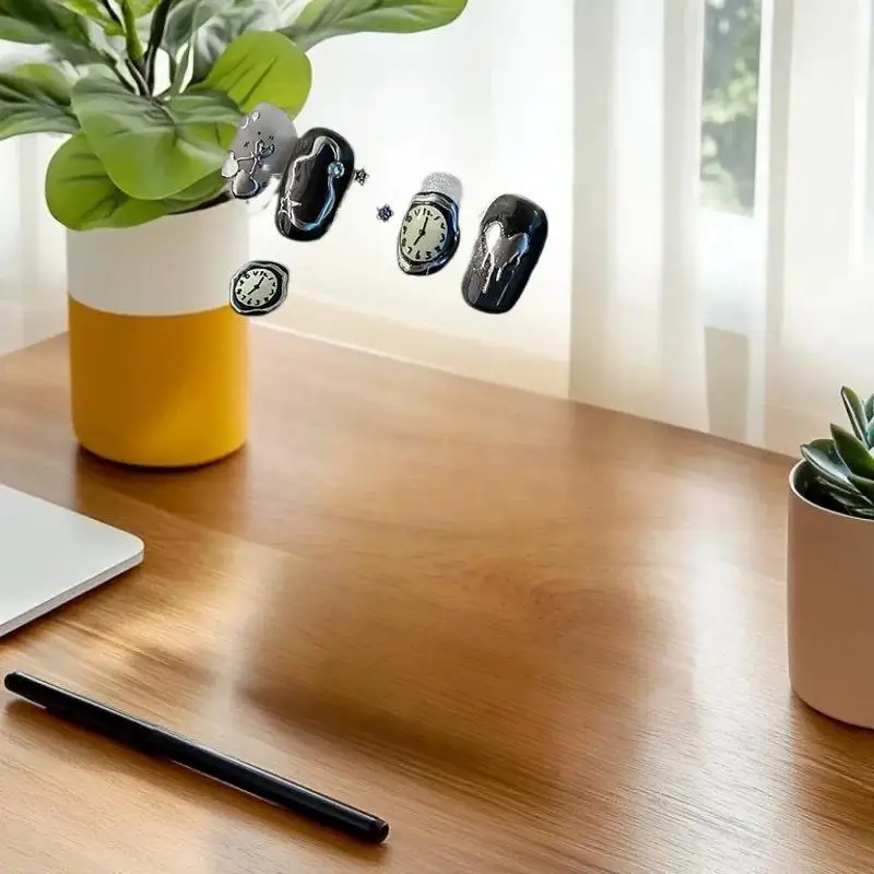 الفضة الحمم البركانية الدائري الكرز ساعة ساعة النجمي الحب معدل ضربات القلب الرسم البياني القمر ستار خط Bowknot خط مسمار الفن ملصقات الشارات