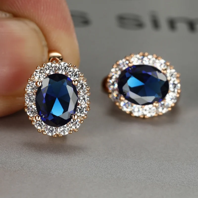 High-end Retro Zircon Oval Earrings for Women's Light Luxury Banquets, Versatile for Attending Banquets, Jewelry and Accessories