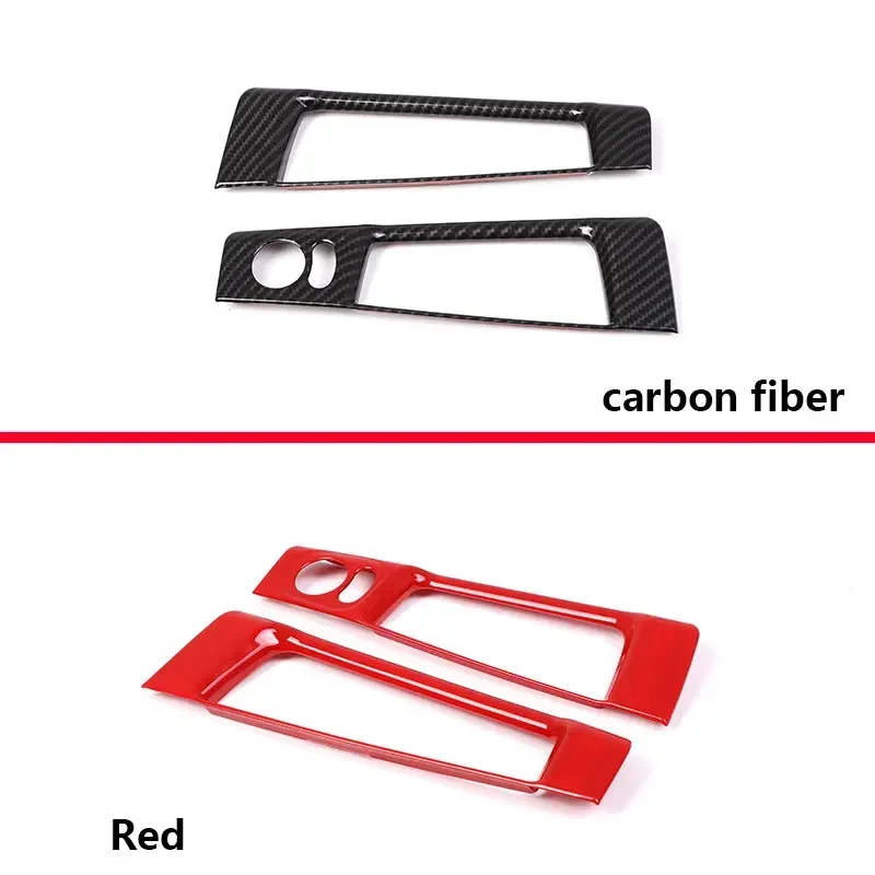 For Fiat 500 2010-22 ABS Carbon Fiber/Red Car Rearview Mirror Adjustment Switch Storage Box Frame Cover Trim Sticker Accessories