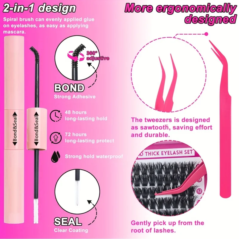 مجموعة أدوات تمديد الرموش الرقيقة مجموعات الرموش السميكة، رموش فردية من Wispy، D Curl، مقاسات مختلطة 10-18 مم أنواع مختلفة في مجموعة واحدة