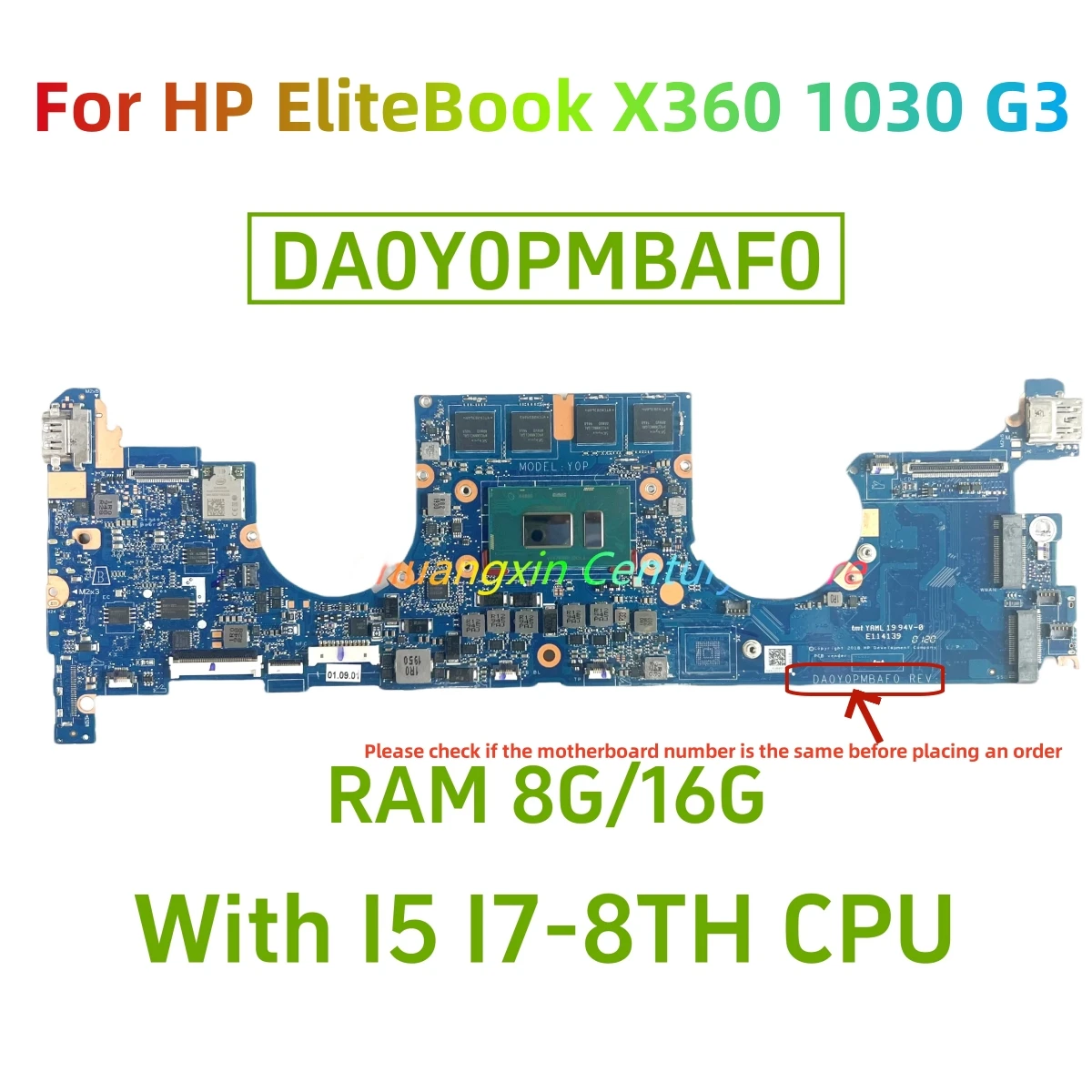 

DA0Y0PMBAF0 DA0Y0PMBAE0 Материнская плата для ноутбука HP EliteBook X360 1030 G3 с процессором I5 I7 8TH GEN 8G 16G RAM 100% тестовая работа ﻿