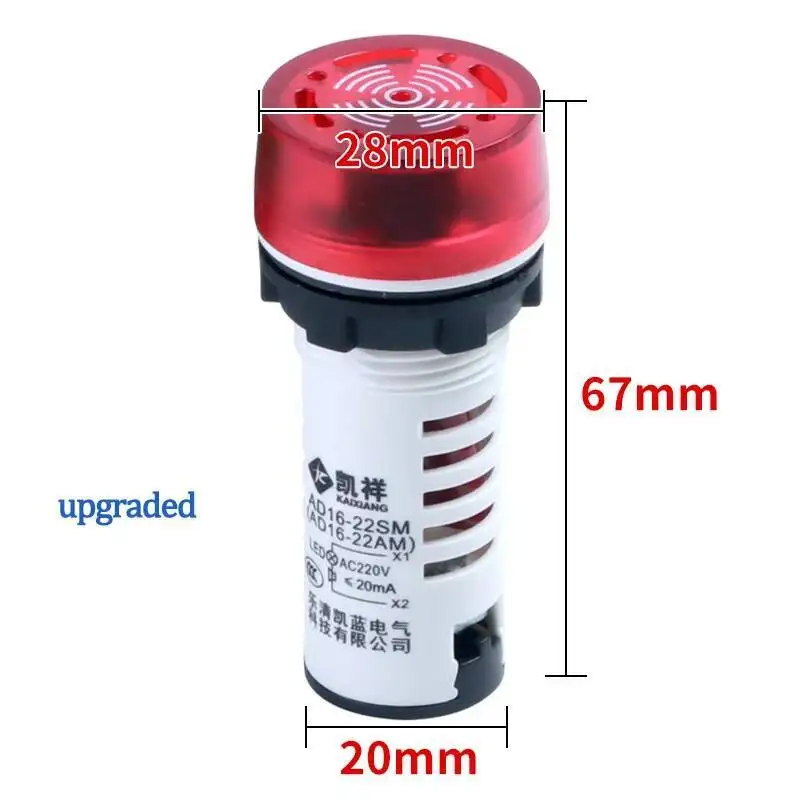 10 szt. AD16-16SM 16mm 22mm brzęczyk AC DC12V 380V Światło sygnałowe błyskowe Czerwona dioda LED Aktywny brzęczyk Dźwięk Czerwony Zielony Żółty Sygnalizator alarmowy