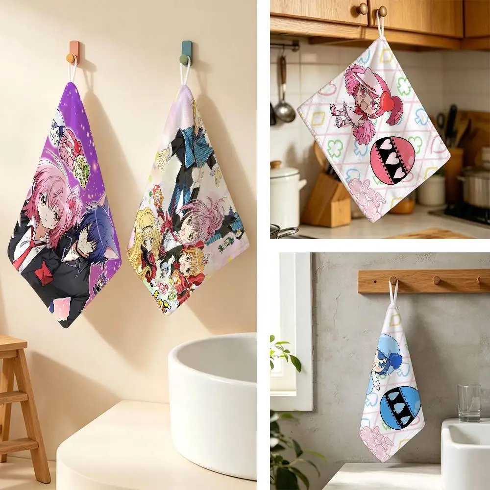 Kwali Anime s-Shugo CharaS Polyester Cotton Daily Towel Hanging Kitchen Hand Wiping Cloth Durable for Whole House Use