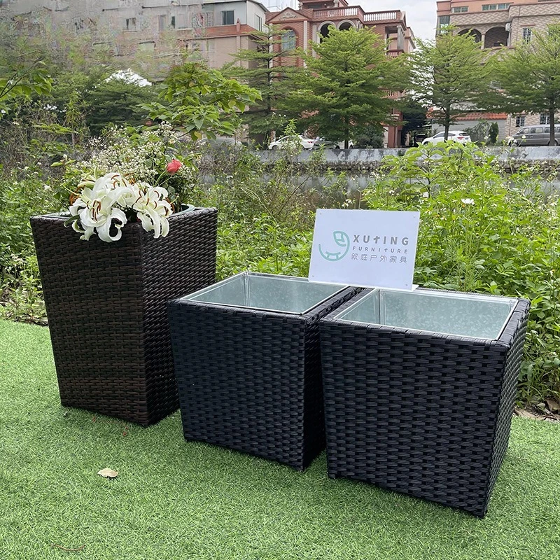 

Outdoor Beach Garden Courtyard Rattan Storage Box Outdoor Lounge Cafe Waterproof Sunscreen Rattan Box Furniture