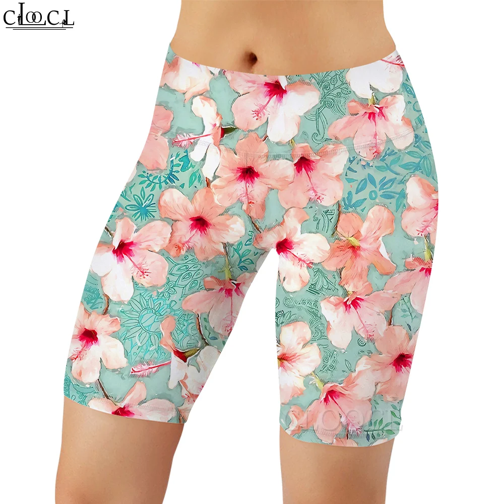 CLOOCL Women Legging Beautiful Oil Painting 3D Printed Shorts Pants for Female Outdoor High Waist Pants Knee-Length Gym Shorts