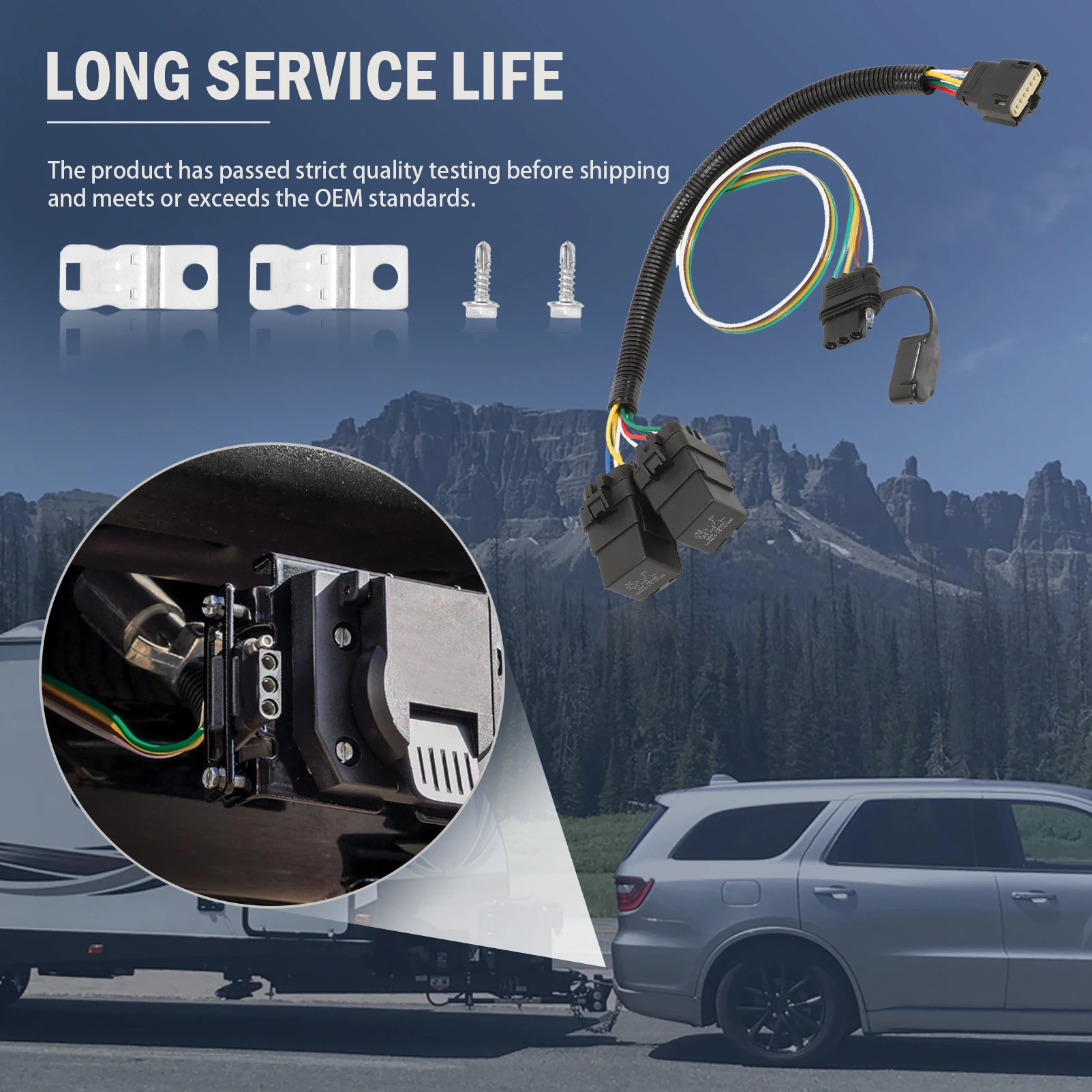 Trailer Tow Hitch Wiring Connector 4-Pin Relay Harness Kit for 2018-2024 Chevrolet Equinox for GMC Terrain