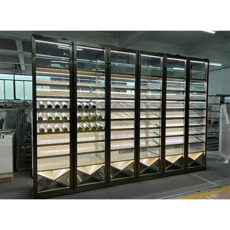 Customized Luxury Modern Living Room Hotel Bar Glass Wine Racks Storage Cabinet Wine Display Rack Cellar Cabinets for The Home