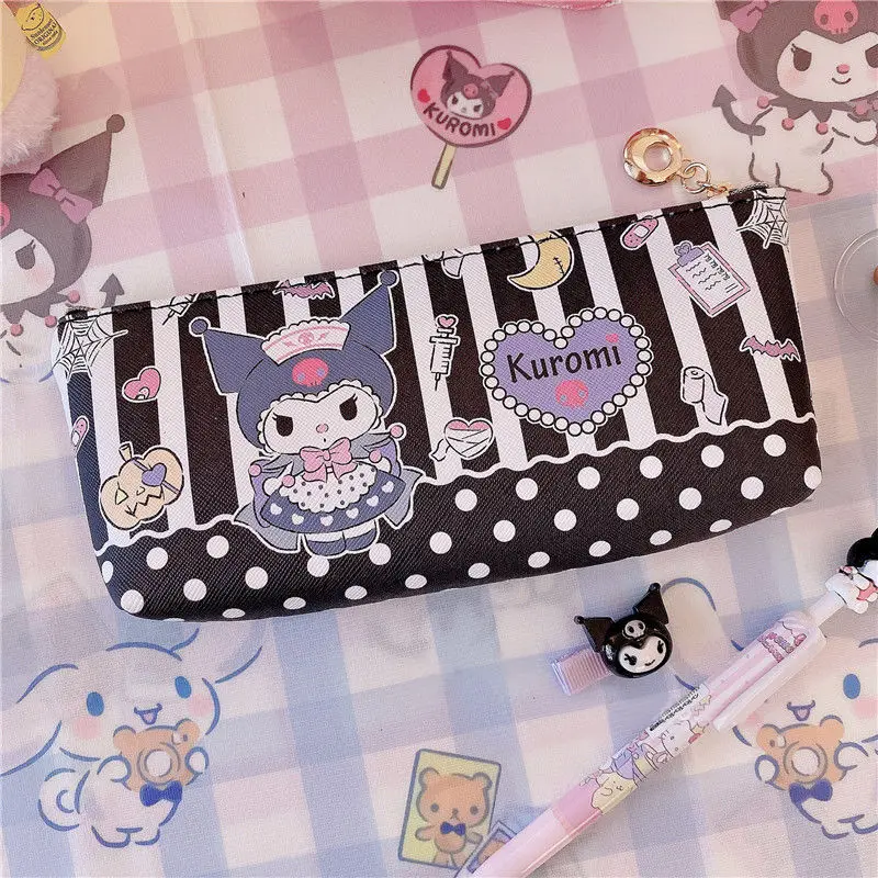 TAKARA TOMY Cartoon Hello Kitty Waterproof and Dirty-resistant Leather Pen Bag Student Large-capacity Ballpoint Pen Storage Bag