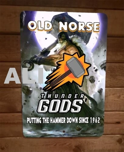 Old Norse Putting The Hammer Down Since 1962 Thunder Gods 8x12 Metal Wall Sign sign