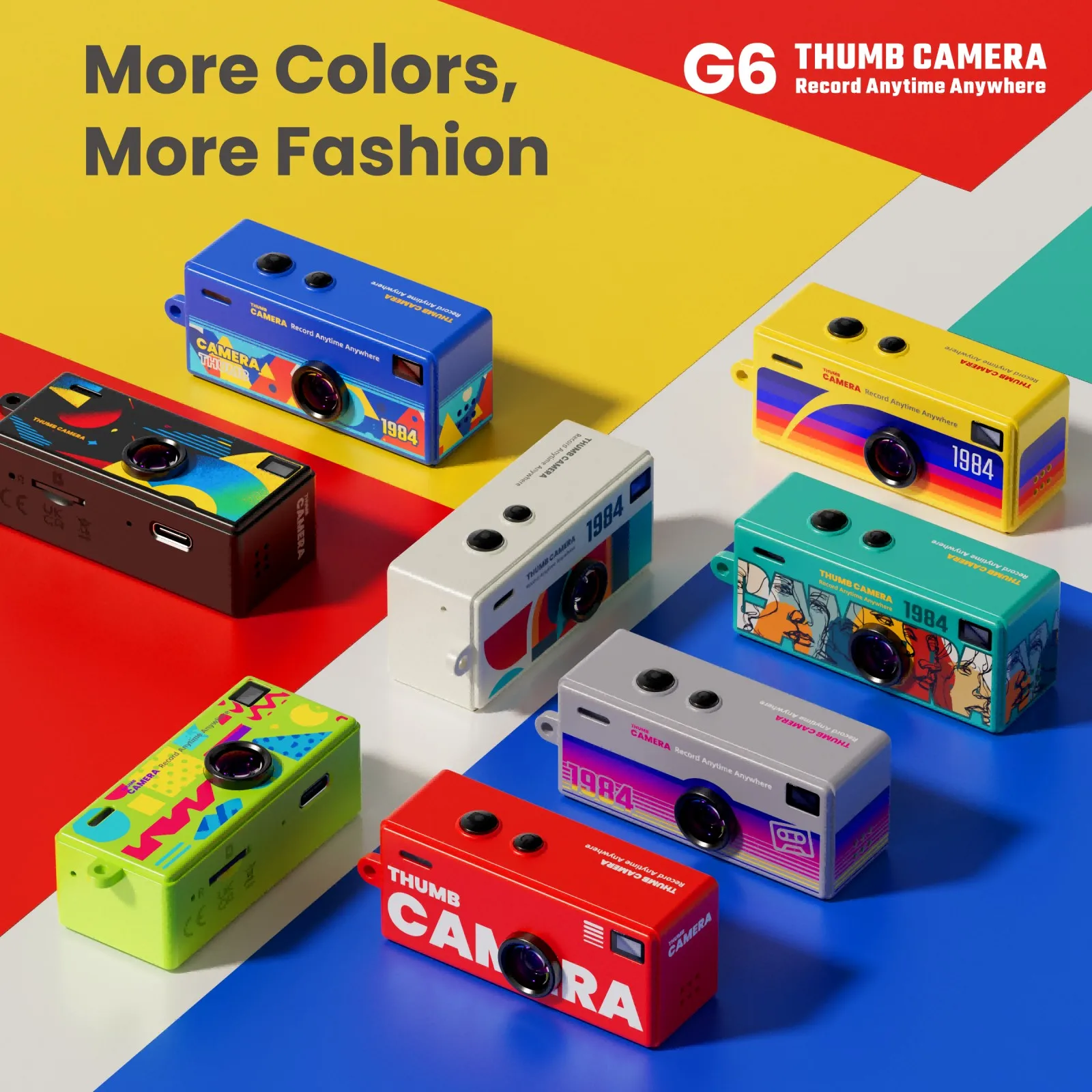 Retro Mini Portable Thumb Cameras 1080P Camera Thumb-Sized Keychain 0.96-Inch TFT LCD Screen 130° Wide-Angle Lens with 32GB Card