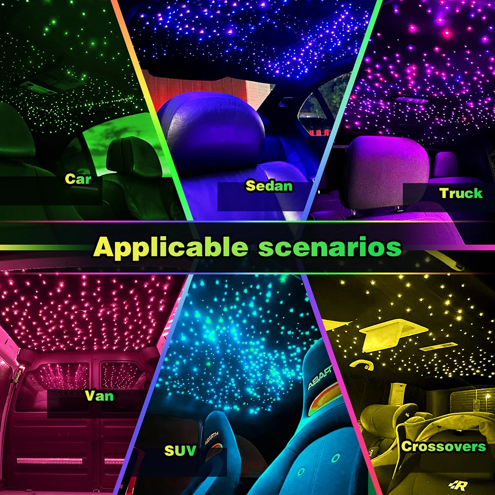 جديد RGBW 1/2/4 آلة سبليت سقف السيارة ضوء النجوم السماء المرصعة بالنجوم جو البصرية ستار ضوء السقف APP التحكم أطقم للمنزل سيارة