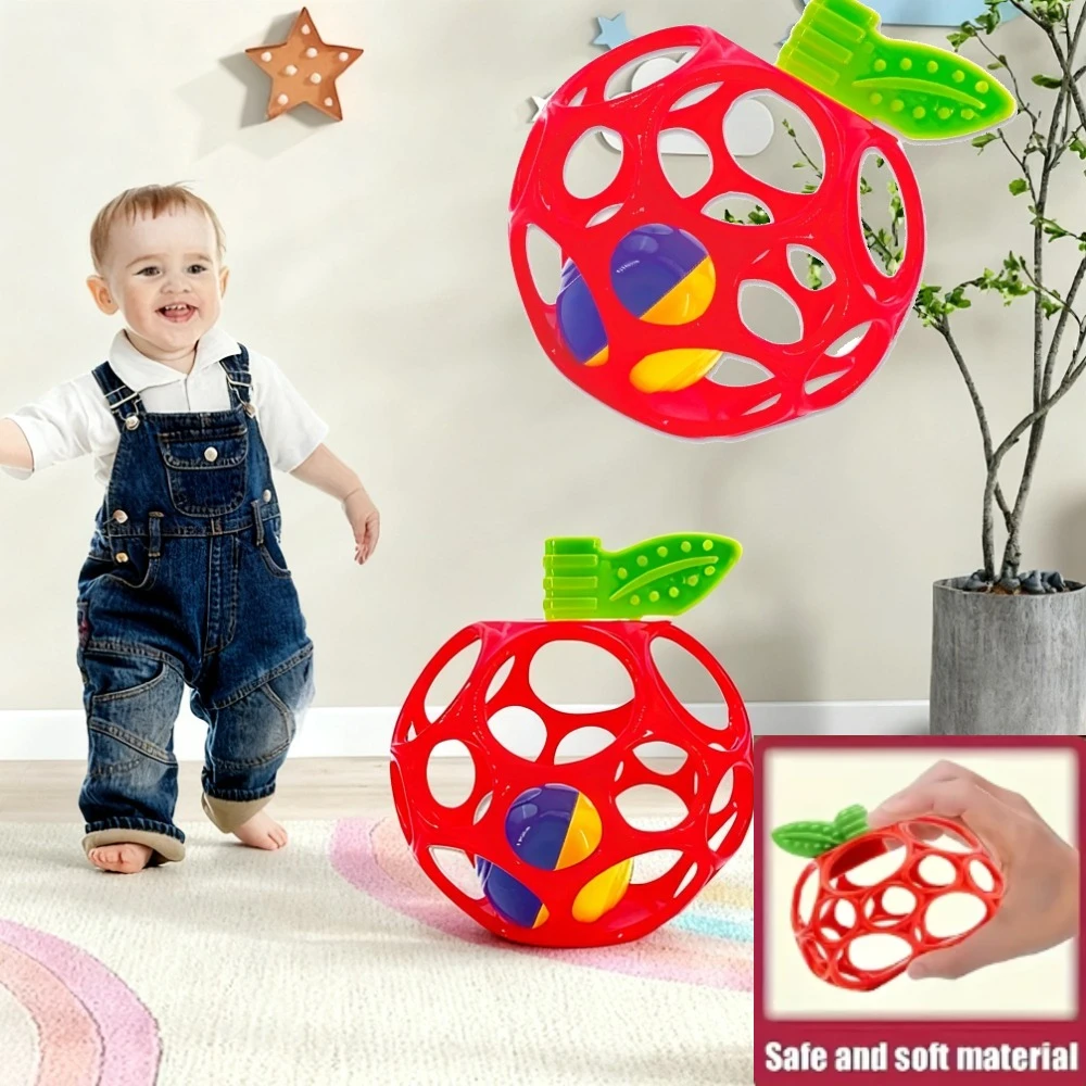 Baby Apfelförmige Spielzeug Ball Rasseln Weiche Ball Spielzeug Neugeborenen Greifen Beißringe Hand Glocke Sensorischen Spielzeug Kinder Pädagogisches Spielzeug für 0-12