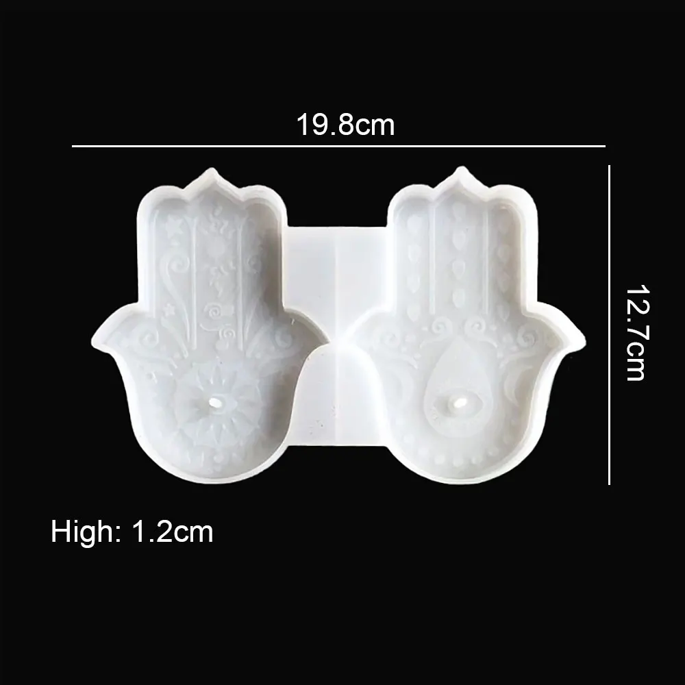 For Fun Fatima Lucky Hand Silicone Mold Hamasa Hand for Cement Incense Holder Tray Concrete Incense DIY Cement Bracket Mould