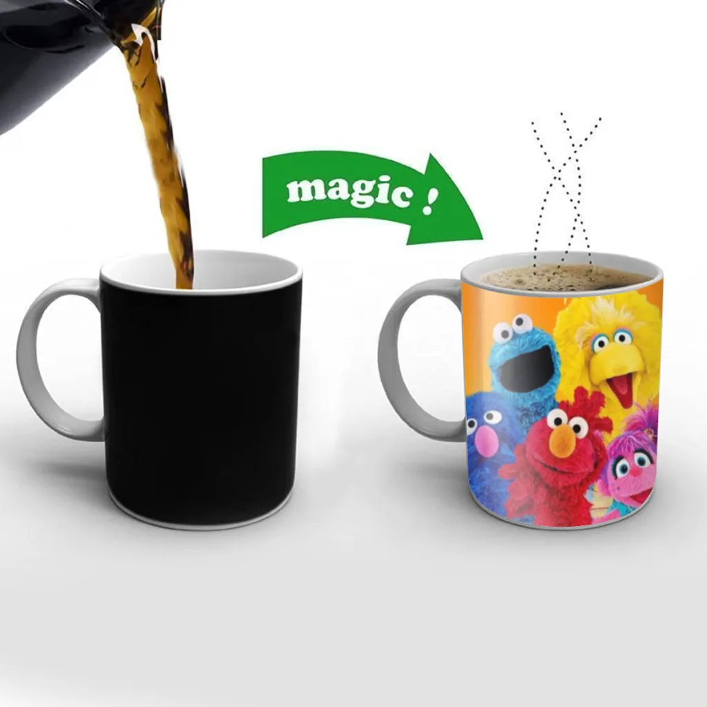 Sesame Cartoon Street Cookie Anime Coffee Mugs Cup Color Changed Mug Heat Sensitive Tea Cup Coffee Mug Gift Mug Drop Shipping