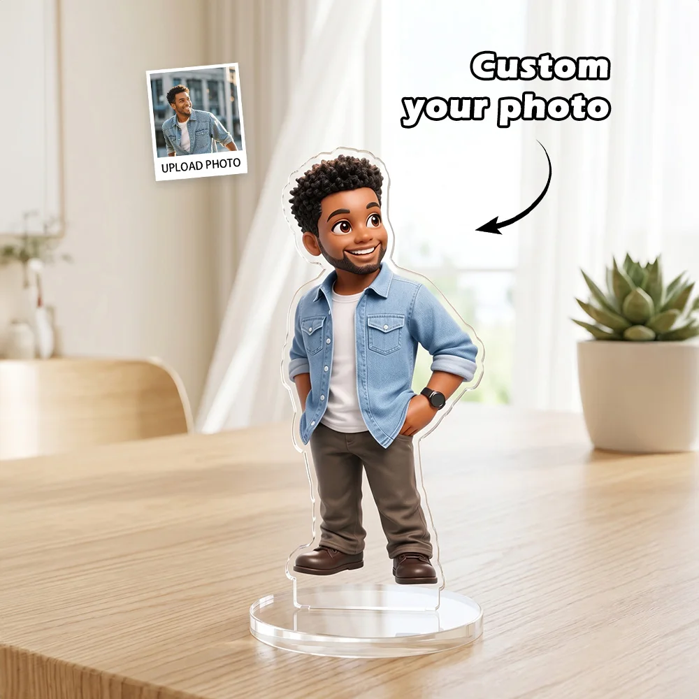 Custom Cartoon Character Acrylic Standee, Personalized Photo to 3D Cartoon Figure, Cartoon Portrait Desk Ornament,