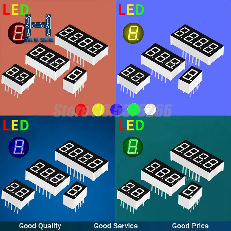 5pcs Digital tube Common AnodeCathode Green Blue White Red 3 4 Bit digital Tube 0.28 0.36 0.56 inch Green LED Display 7 segment