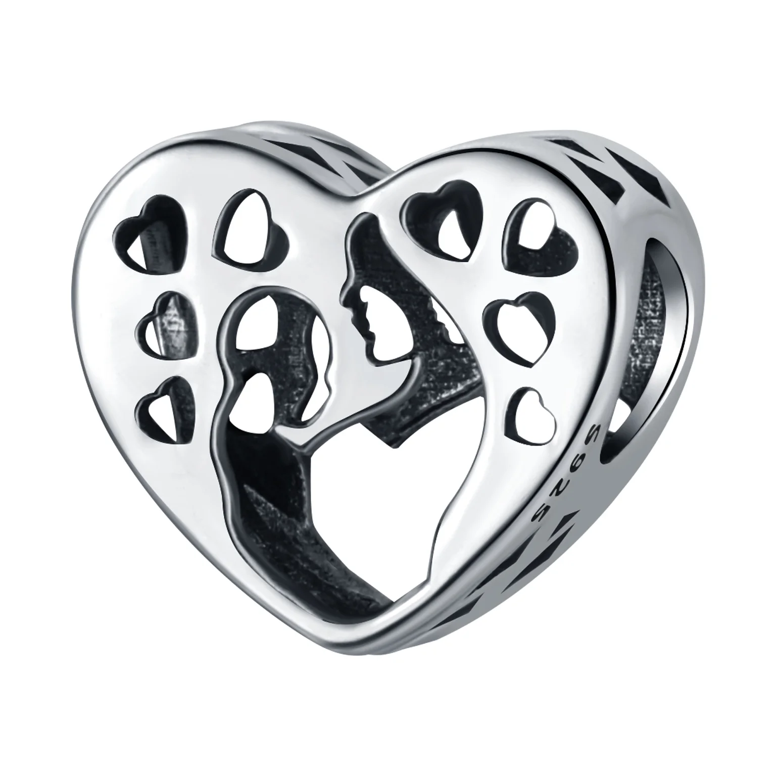 

Beads 925 Sterling Silver Charms Original Mother Child Hollow Heart Beads Fit Bracelet Jewelry Diy Women Fine Gift Accessory