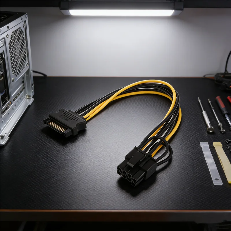 HUAHUA2026 NEW SATA to PCI-E 8-Pin Power Adapter Cable 20cm, Converts SATA Power to GPU Connector, for Graphics Card Upgrade