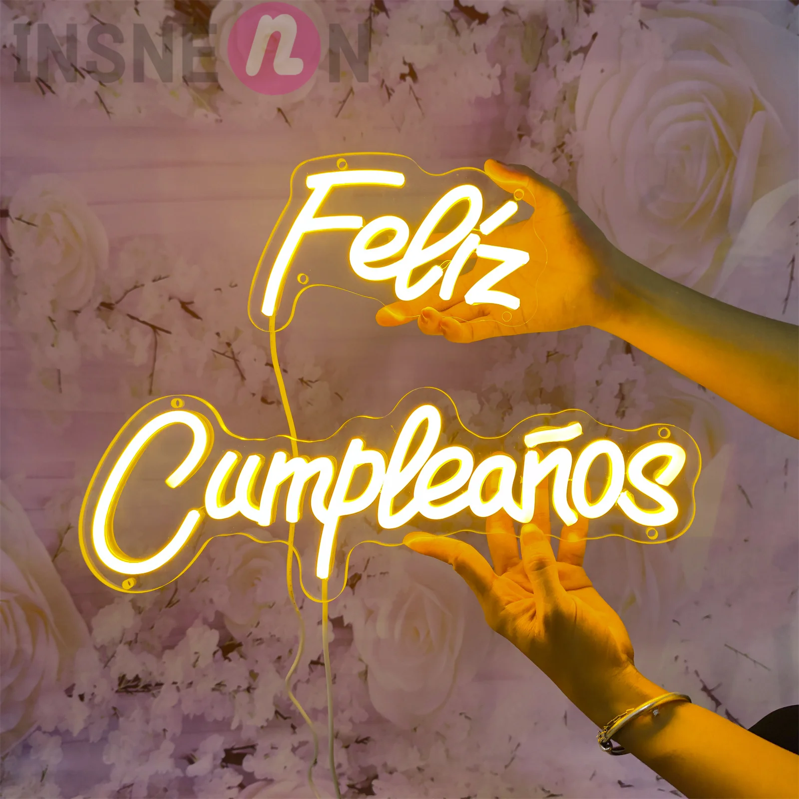 Неоновые вывески Feliz Cumpleanos, декор с днем рождения, светодиодные фонари, эстетика, Клубный номер, стена, вечеринка, спальня, бар