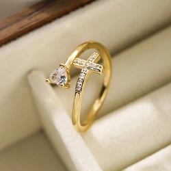 NEWBUY 2026 New Fashion Clear Shiny CZ Zircon Cross Evil Eye Rings For Women Girl Finger Accessories Party Jewelry Gift