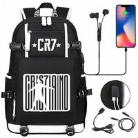 Football Superstar CR7 USB Charging Backpack Ronaldo Schoolbag Travel Notebook Laptop Bags For Teens Students 18inch