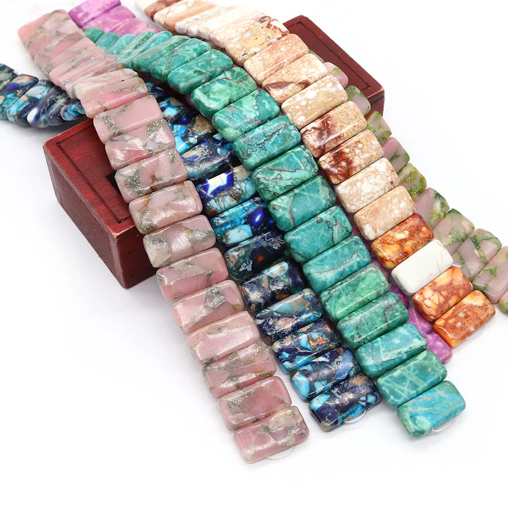 

10x20mm Rectangle Imperial Stone Beads Colorful Semi-precious Stone Straight Hole Spacer Beads Vintage Necklace Bracelet Jewelry