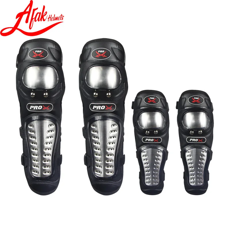 ชุดอุปกรณ์ป้องกันสำหรับขี่มอเตอร์ไซค์ สนับเข่า สนับศอก สี่ชิ้น ทำจากสแตนเลส ป้องกันการล้ม สำหรับขี่จักรยานและออฟโรด