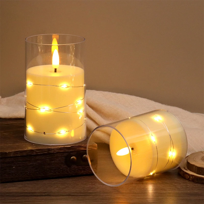 Flameless LED Candles Star String With Battery Camping Room Wedding Party Decoration Atmosphere Realistic Flame Candle Light