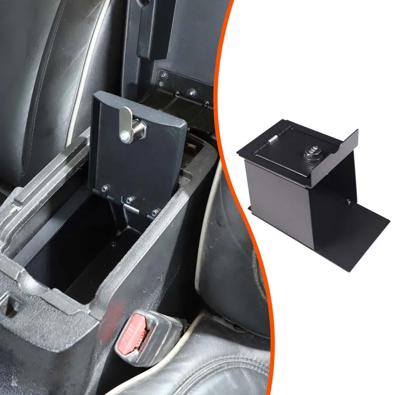 

1-piece Set Carbon Steel Black For Hummer H3 2005-2009 Car Armrest Storage Privacy Password Lock Security Safe Box Accessories