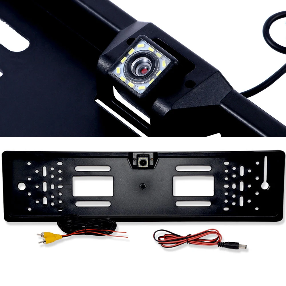 Pakring CCD Car Rear View Camera EU European License Plate Frame Waterproof Night Vision Reverse Backup with 4 Or 8 12 LED Light