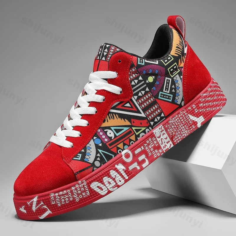 Mens Casual Sport Shoes 2025 Autumn Fashion Comfort Non Slip Casual Sneakers Platform Outdoor Running Shoes Graffiti Board Shoes
