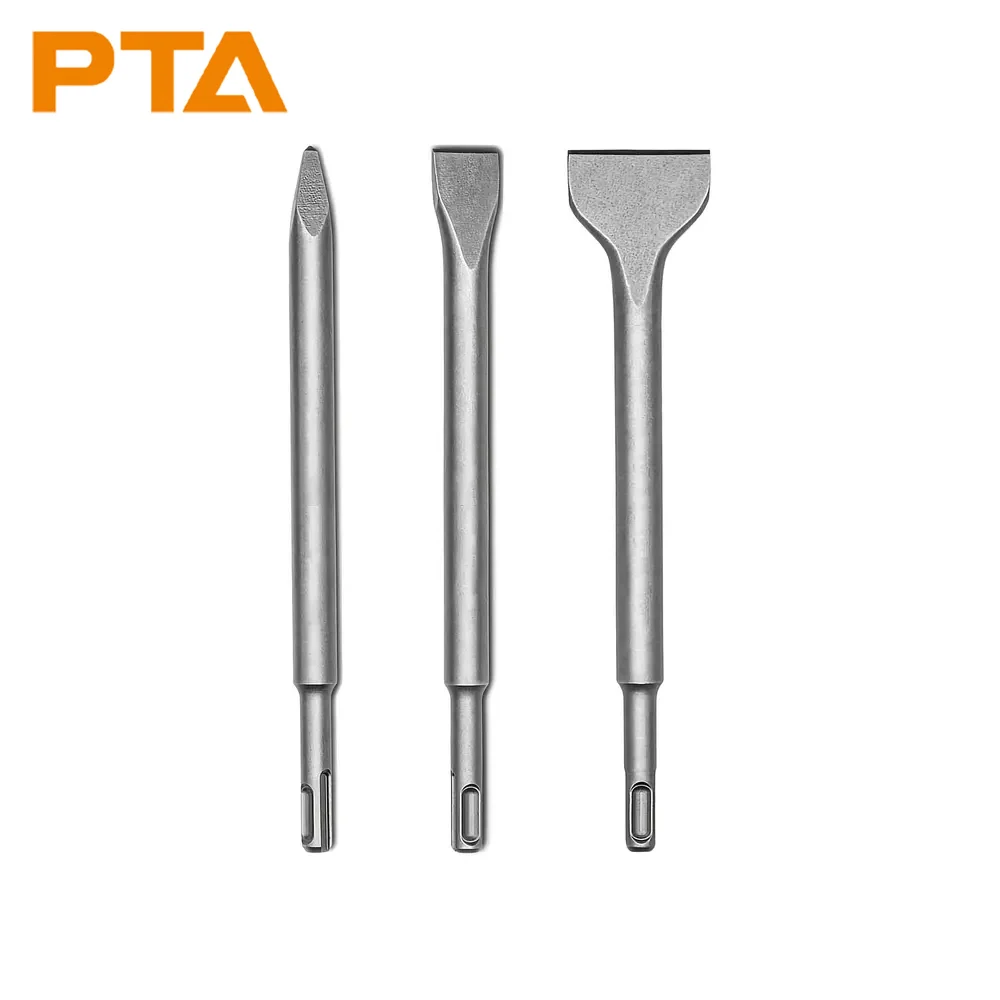 SDS-Plus Chisel Set For Rotary Hammer Drills, 3PC Masonry Concrete Drill Bit Set, Point Flat Scaling Chisels