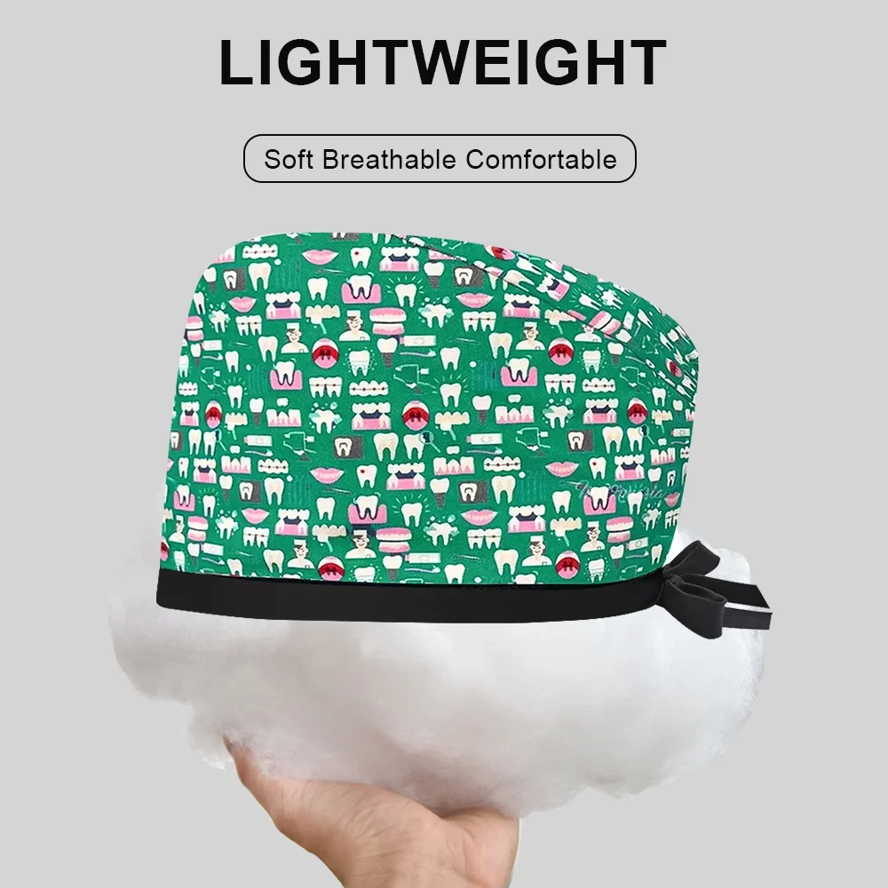 New Scrub Hat Adjustable Surgical Cap Medical Print   Multicolor Nurse Dentist SPA Working  Women Men Surgery Hats