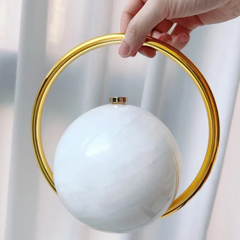 

Women's Spherical Banquet Bag Trendy Electroplated Handle PVC Mini Handbag Bowling Bag Luxury Evening Clutch