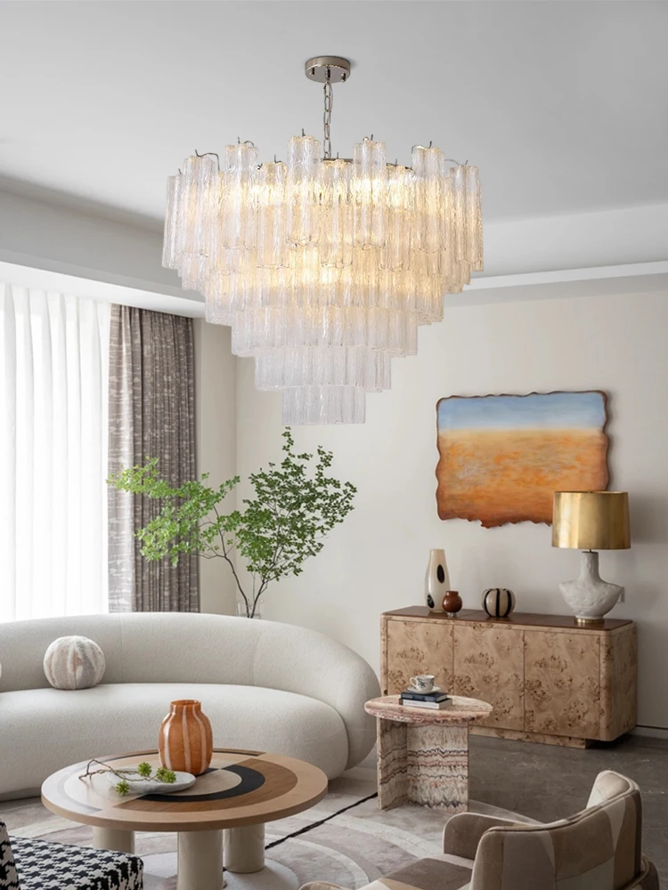 Pink White Glass Tube French Design Led Chandelier Lighting Hanging Lamps Lustre Suspension Luminaire Lampen For Dinning Room