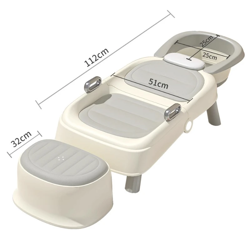 Foldable Shampoo Chair  PU Soft Pad Reclining Head Wash Chair,   Multi-Function Headrest,for Postpartum and Baby Care