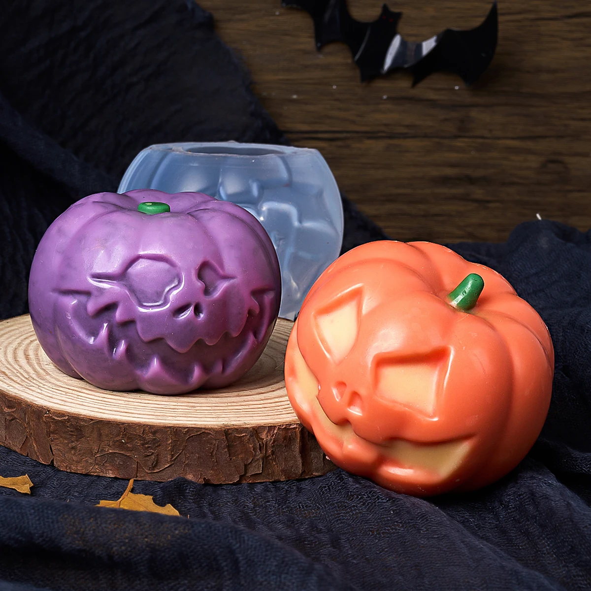 Halloween Pumpkin Ornament Mold Creative Horror 3D Pumpkin Monster Scented Candle Gypsum Silicone Mould DIY Handmade Hand Tools