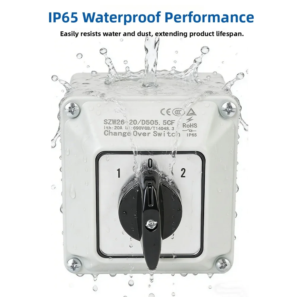 3-Gear 5-Position Changeover Switch 20A with High Short-Time Withstand Current Rating for Critical Power Transfer Scenarios