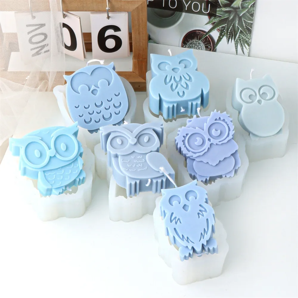 

3d Cartoon Flat Owl Silicone Molds Aromatherapy Plaster Desktop Decoration Candle Mould Epoxy Resin Molds Candle Making Kit