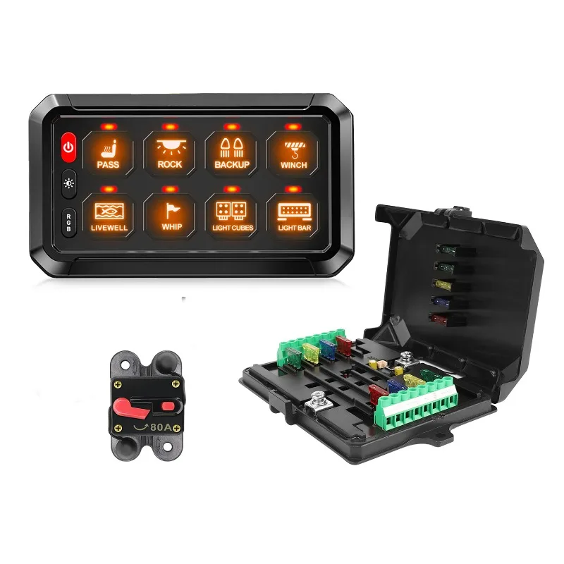 Campervan RV All Terrain Vehicle Off-Road Vehicle UTV Truck RGB Rocker Arm Switch Panel 6 8 12 Switch/Touch Switch