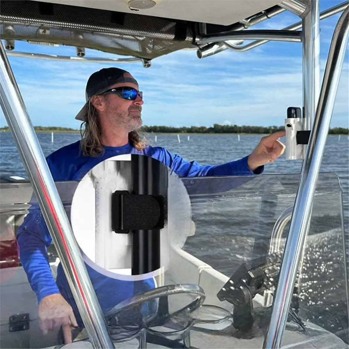 AD45 Boat Phone Holder Marine Cell Phone Holder for Boat Adjustable and Secure Marine Smartphone Mount Boating Accessory B