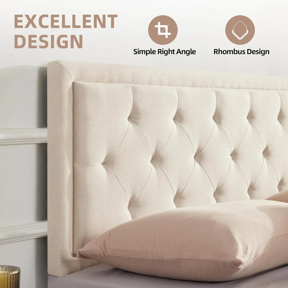 اللوح الأمامي Queen فقط، اللوح الأمامي معنقدة بحجم كوين، ألواح رأس حديثة قابلة للتعديل من الخشب الصلب مع ميتا متينة