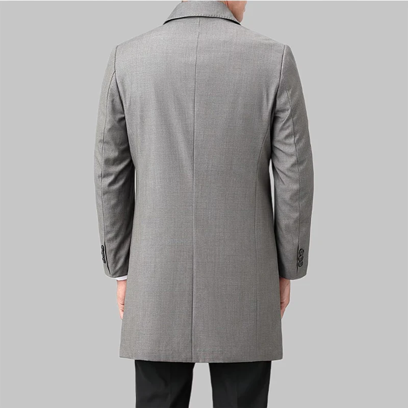 2025 New Wool Trench Coat in The Long High-end Handsome Men Lapel Large Size Spring and Autumn Old Dad Business Coat  M-4XL